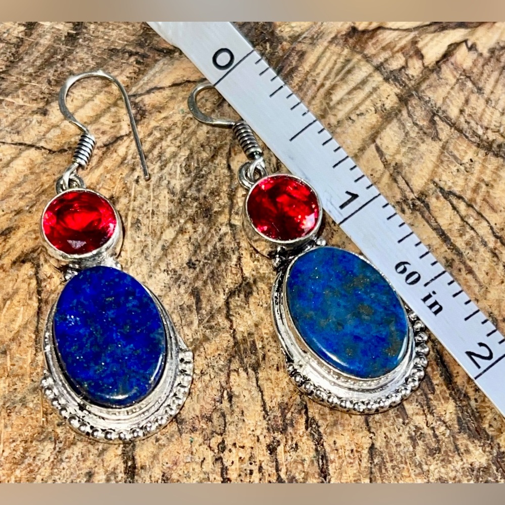 Lapis Lazuli Earrings 2” - Picture 3 of 7